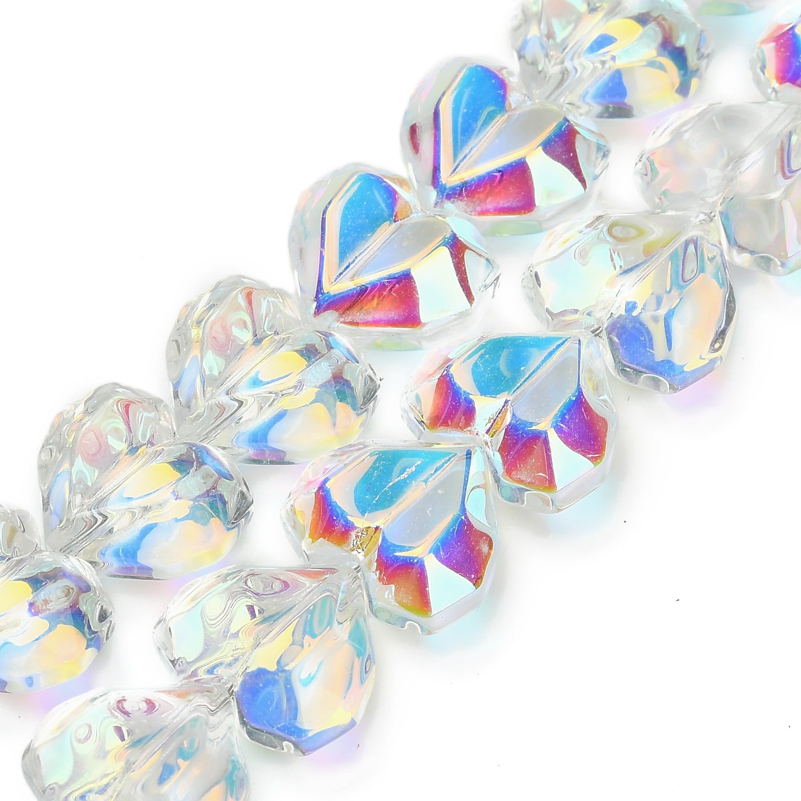 50 Strands Faceted Glass Beads Heart Shape Electroplated Color AB Spacer Beads f