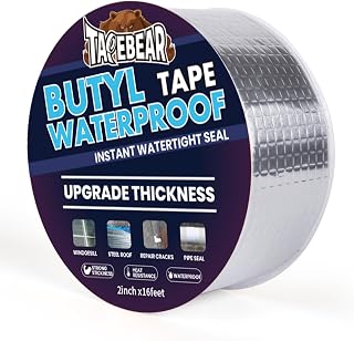 TAPEBEAR Extra Thicker Butyl Tape Waterproof 50mm x 5m, 1.3mm Aluminum Butyl