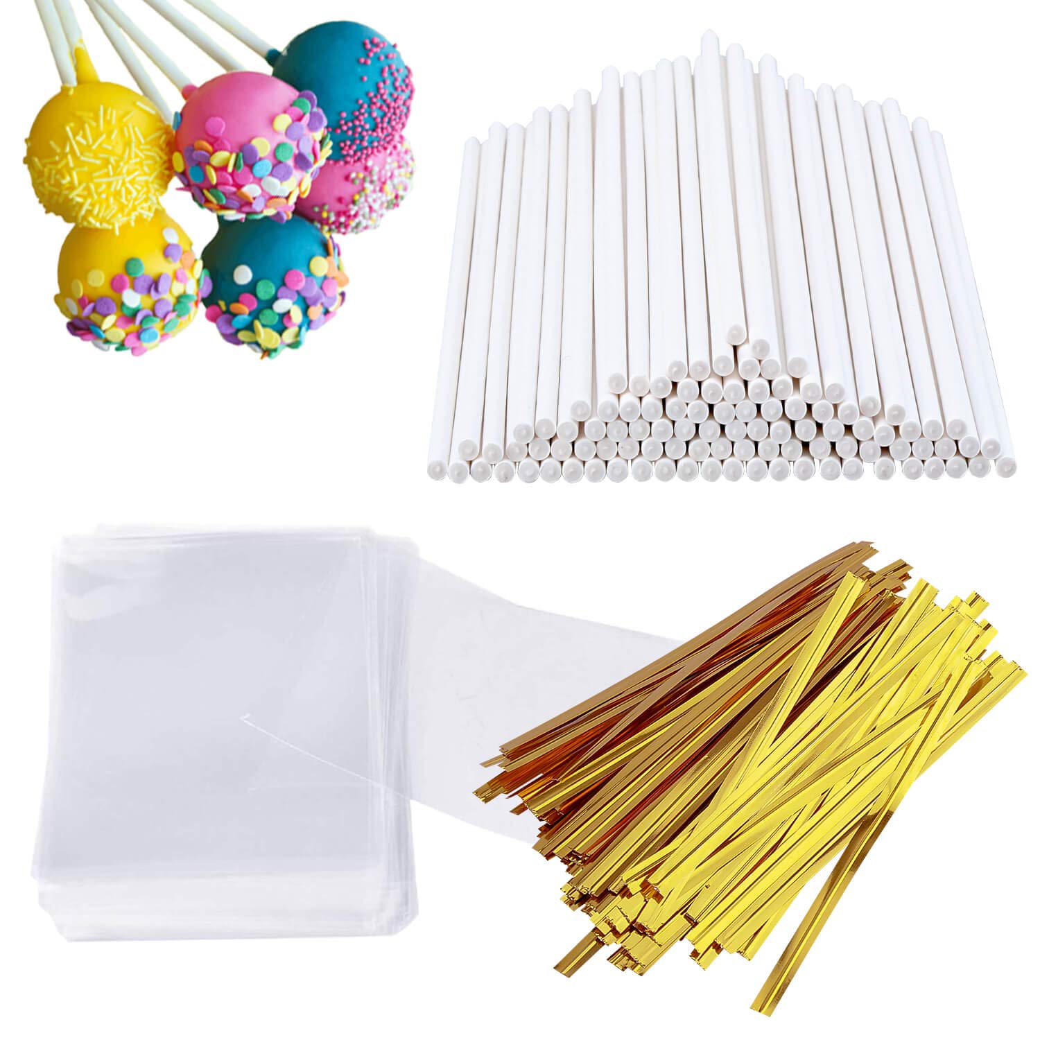 AENTGIU 300 PCS Cake Pop Sticks and Wrappers Kit, 6-Inch Food-Grade Paper | All-