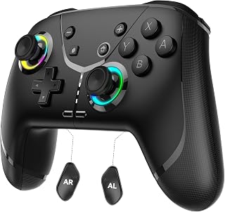 Switch Controller, Wireless Pro Controller for Nintendo Switch 2/Switch/Lite/OLED, Bluetooth controllers Compatible with iPhone/Mac/iPad/iOS/Android/Phone/PC/Steam and TV with Programming/RGB4/Vibration / 3 Turbo Modes/6-Axis/Motion(Black Pro)
