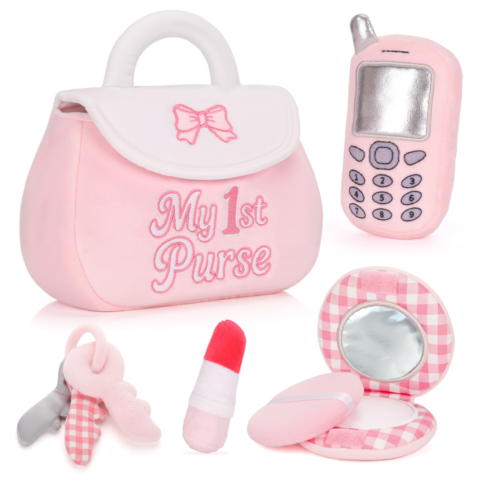 Dalycro My 1st Purse Plush Toy Set, 5 PCS Sensory Purse Gift Toddler 1-3 | 5 Pie