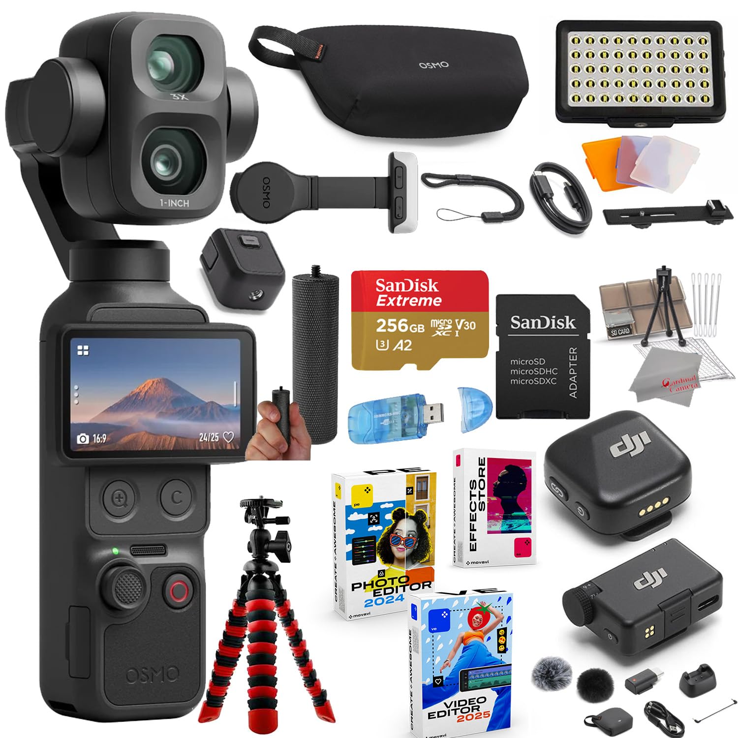 DJI Osmo Pocket 4P Content Bundle with Mic Mini Wireless Microphone System + 256