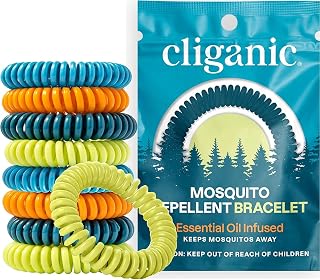 Cliganic Mosquito Repellent Bracelets for Kids & Adults, Natural, 50 Pack