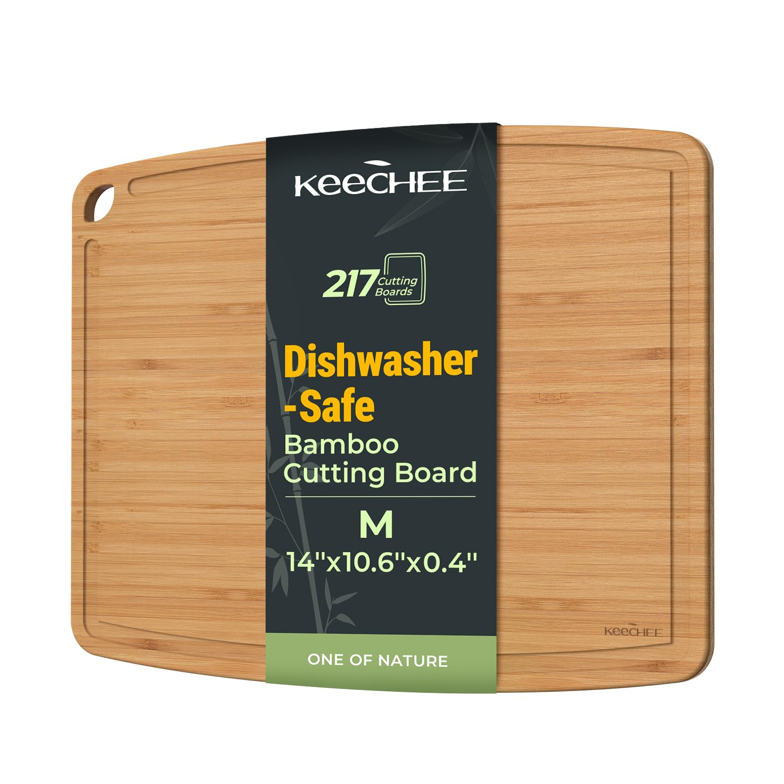 Keechee Dishwasher Safe Bamboo Cutting Board, Lightweight & Durable Wood Cutting