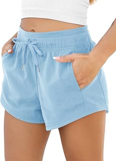 ODODOS Women's Sweat Shorts with Pockets Cotton French Terry Drawstring Summer Workout Casual Lounge Shorts