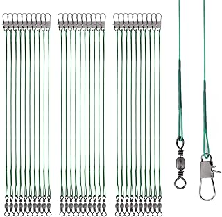 Fishing Leaders, 30pcs Stainless Steel Leader Wire Fishing Leader Line with Swivel Snaps Fishing Wire Leaders Connecting Fishing Tackle Lure or Hook for Saltwater and Freshwater