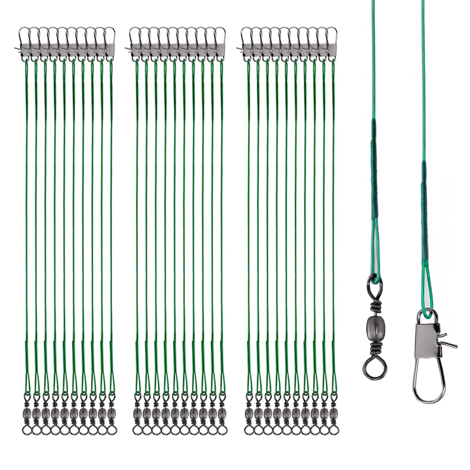 Fishing Leaders, 30pcs Stainless Steel Leader Wire Fishing Leader Line with Swiv