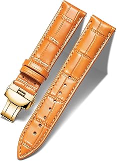 BINLUN Leather Watch Bands Replacement Alligator Pattern Watch Strap for Men Women with Silver/Gold/Rose Gold Butterfly Deployment Buckle 12mm 13mm 14mm 16mm 17mm 18mm 19mm 20mm 21mm 22mm 23mm 24mm