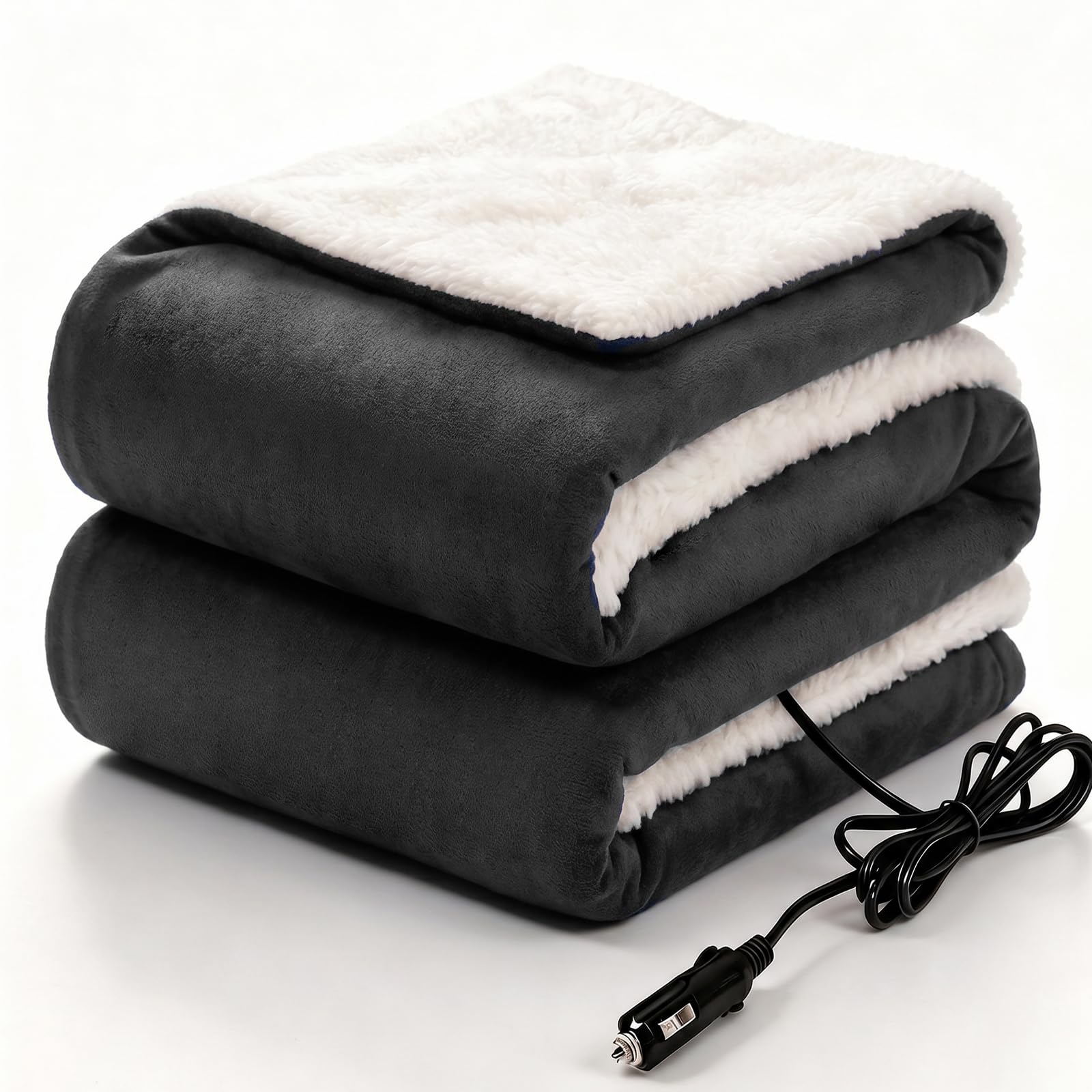 Sealy 12-Volt Electric Portable Heated Car Blanket, 59"x43", Grey | 3 