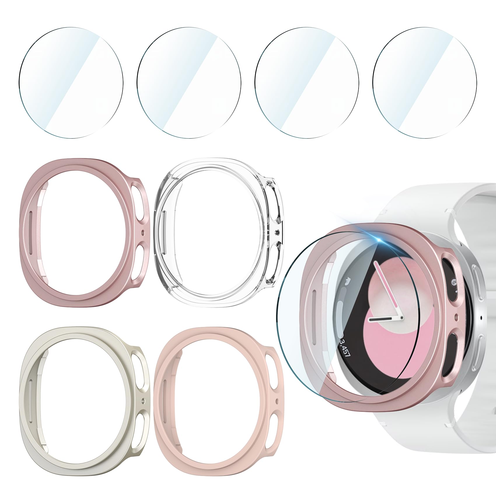 4+4Pieces Case 40mm Protection for Samsung Galaxy Watch 9 8
