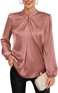 GRACE KARIN Women Business Casual Long Sleeve Satin Blouse