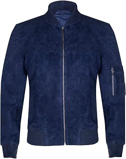 Infinity Leather Men's Bomber Jacket in Real Goat Suede Leather MA-1 Varsity