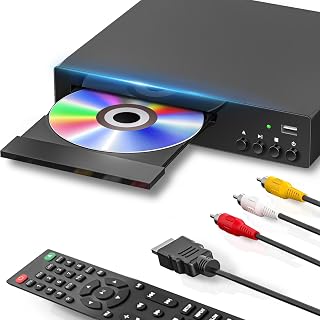 Region Free DVD Player for Smart TV, HDMI DVD Player with USB Input | Compact CD DVDs Players Support PAL/NTSC, HDMI & AV Cable and Remote Control