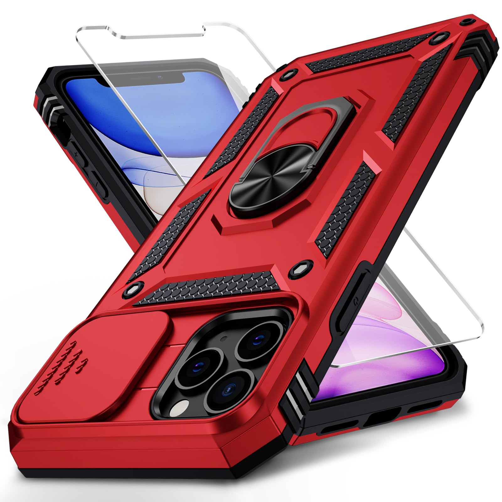 for iPhone 11 Pro Max Case with Camera Lens Cover, HD Screen Protector, 10 FT Mi