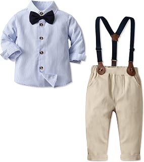 SANGTREE Boy 3 Piece Outfits Short Sleeve Shirt and Shorts Set Summer Clothes Beach Vacation 3 Months-9 Years
