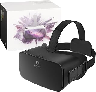 DESTEK V5 VR Headset with 50000+ VR Movies – Fits All Smartphone Sizes | Includes 50000+ VR Movies No Subscription,Touch Button for Game, Anti-blue HD lenses,for iPhone/Android-Black. w/o Controller