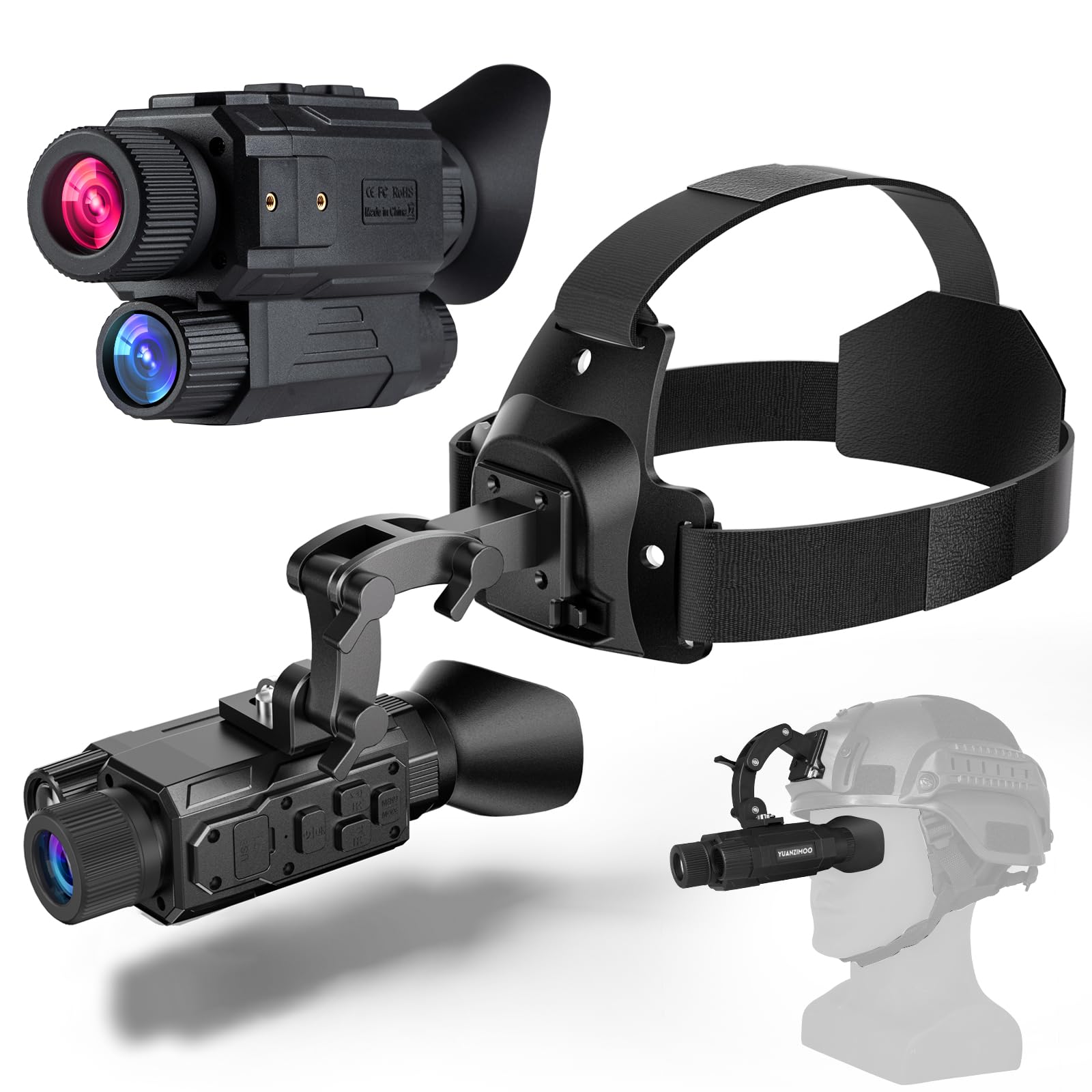YUANZIMOO Head-Mounted Night Vision Monocular Digital Infrared Monocular for Cam