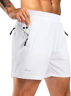 Pudolla Men's 5"/7" Athletic Running Shorts with 3 Zipper Pockets