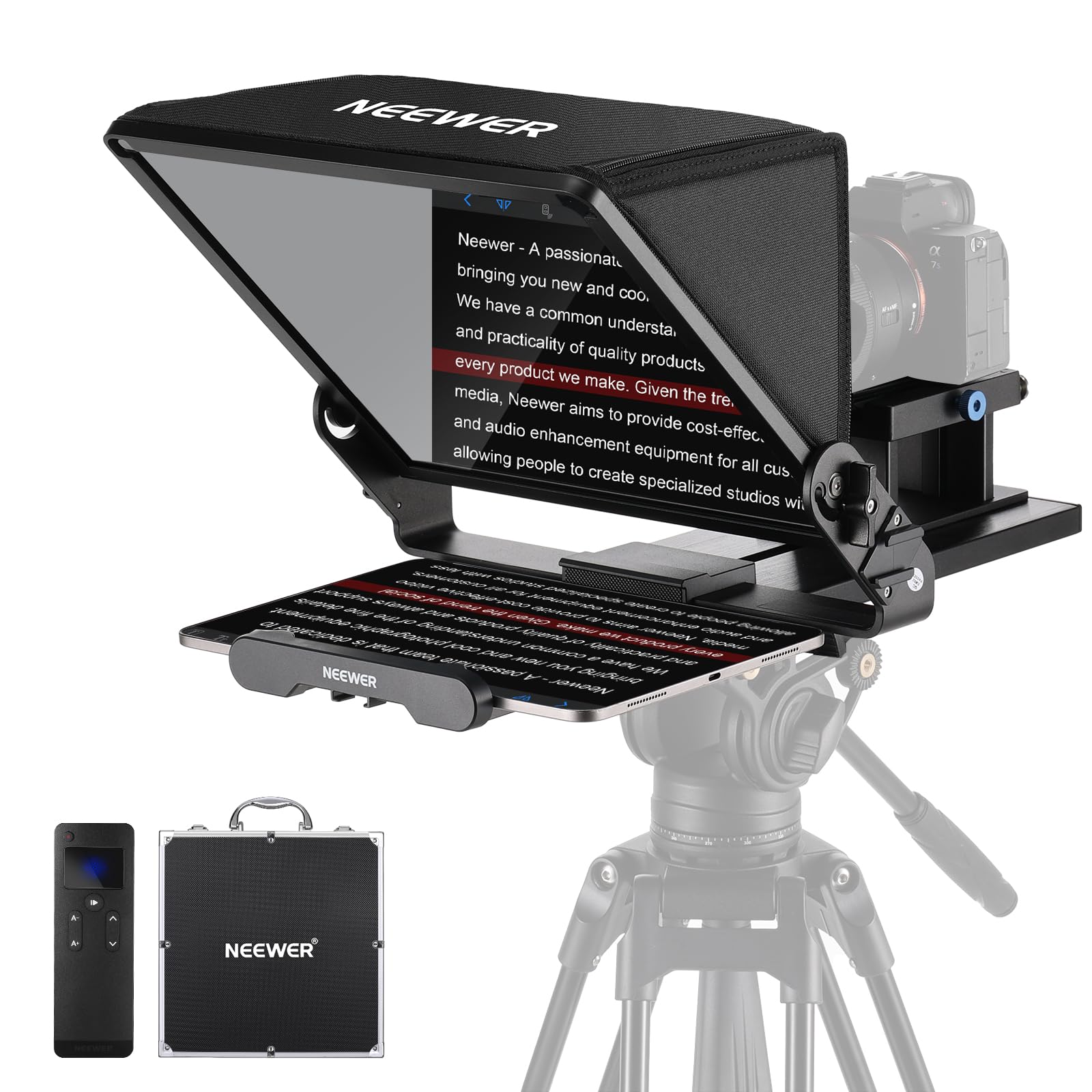 NEEWER Teleprompter X14 III with RT113 Remote/App Control, 14" Beamsplitter | 45