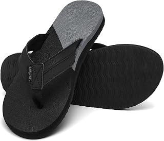ChayChax Mens Flip Flops Arch Support Comfort Beach Thong Sandals with Ultra Cushion Footbed