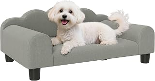 PawHut Dog Sofa Bed with Backrest and Armrest for Small Dogs, Grey
