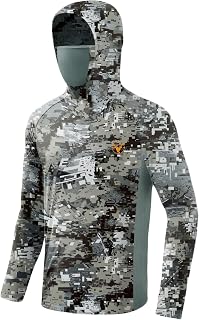 Palmyth Hunting Hoodie with Mask for Men Long Sleeve Sun Protection UV UPF 50+ Camo Fishing Shirts