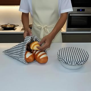 Reusable Linen Bread Bag –Homemade Sourdough Bread Sourdough Bread Bag (12 x 17.7 in) + Lined Proofing Cover (10 in) | Bread Storage & Dough Proofing Bowl Cover