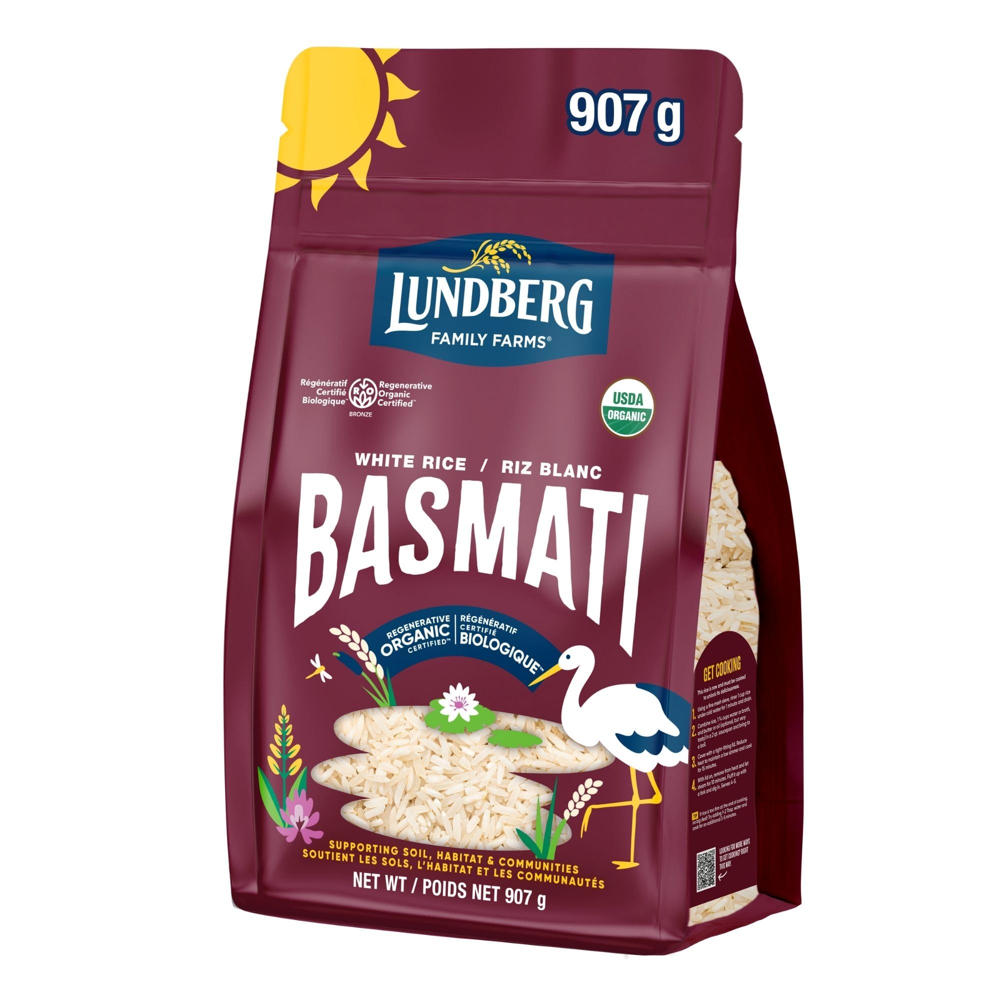 Lundberg Organic Basmati Rice - Regenerative Organic Certified Long Grain White 