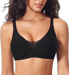 Ganado Fashionable Mesh Bra, Women's Seamless Bra without Underwire, Comfortable Bras, Deep V-Neck, Non-Wired Bras, Soft Bra, Padded Bralette