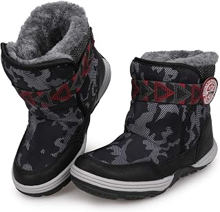 UOVO Boys Snow Boots Boys Winter Boots for Kids Waterproof Winter Snow Boots for Boys Warm Fur Lined Slip Resistant Outdoor (Toddler/Little Boys)
