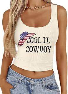 Western Cowgirl Tank Tops Women Country Music Crop Top Sleeveless Cowboy Graphic Cami Shirt