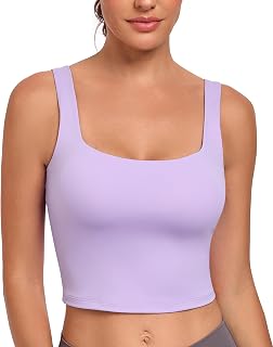 JoyGirl Crop Top Sports Bra Women Square Neck Tank Tops