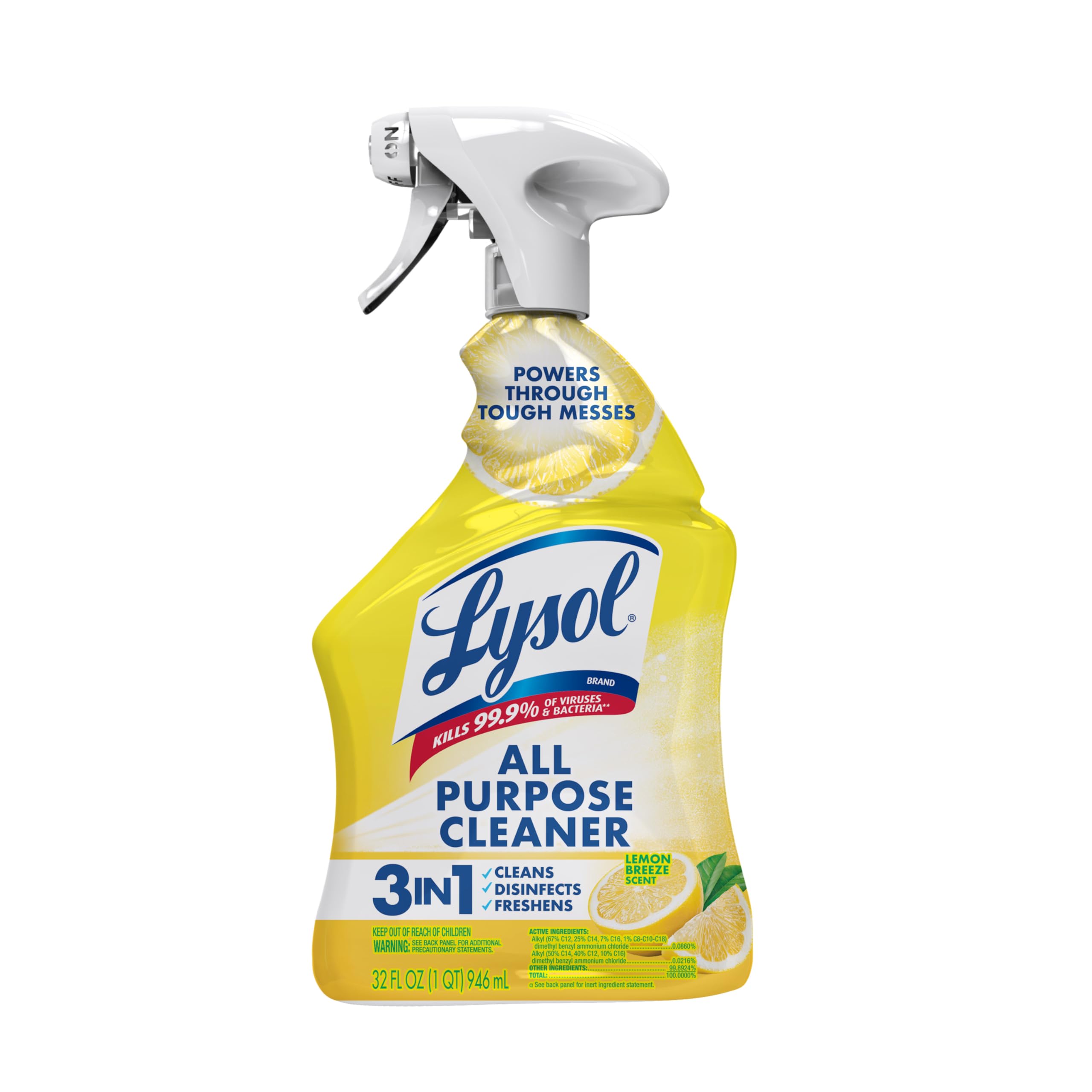 Lysol All Purpose Cleaner Spray, Disinfectant, Lemon, 32oz | Multipurpose Cleane