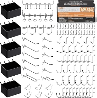 INCLY 120PCS Pegboard Accessories Organizer Kit with Peg Borad Hooks & Bins | Peg Board Hooks Assortment, For Organizing Various Tools, Fit 1/8 or 1/4 inch Pegboard, For Garage Hanging & Storage Tools