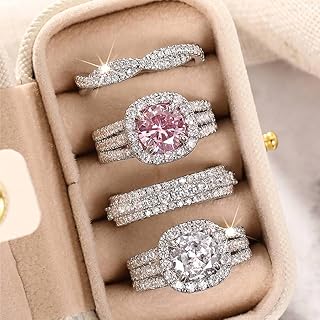 4 Pcs Stackable Cubic Zirconia Wedding Rings for Women