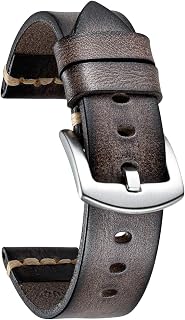 BINLUN Tanned Gradient Leather Watch Strap for Men Women Replacement Watch Straps 18mm 20mm 22mm 24mm 26mm Retro Vintage Watch Strap in 7 Colors with Steel Buckle