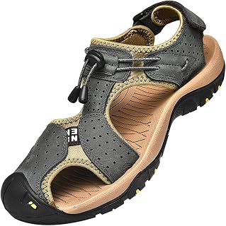 rismart Men's Closed Outdoor Sports Trekking Shoes Leather Sandals