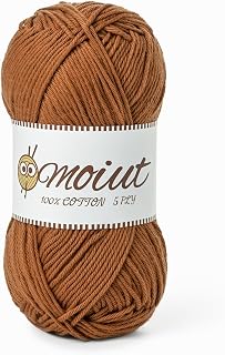 Cotton Yarn for Crocheting, Baby Yarn for Crocheting Soft, 131yds / 1.76oz Fluffy Amigurumi Crochet Yarn, 5 Ply 100% Milk Cotton Yarn for Puzzle、Socks、Clothes(Brown)