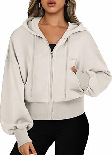 Jhsnjnr Women's Hoodie Long Sleeve Zip Up Sports Crop Top Zip Up Hoodie