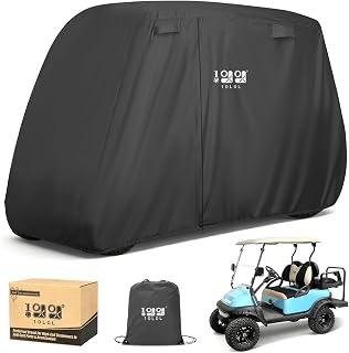 10L0L 2/4 Passenger Golf Cart Cover Fits for Yamaha EZGO Club Car,400D Waterproof Durable Polyester Golf Cart Cover with Three Zipper Doors Windproof Sunproof - Black
