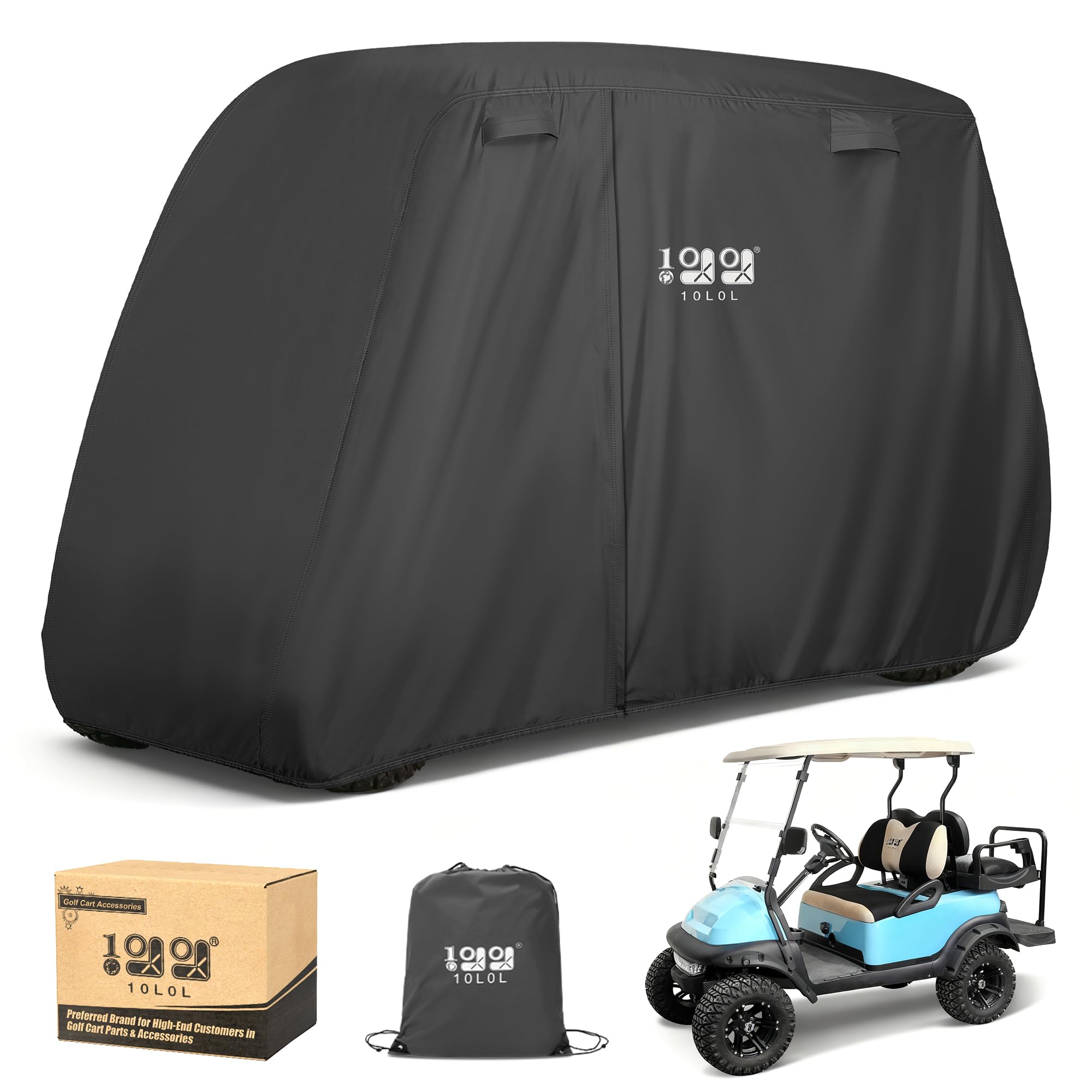 10L0L 2/4 Passenger Golf Cart Cover Fits for Yamaha EZGO Club Car,400D Waterproo