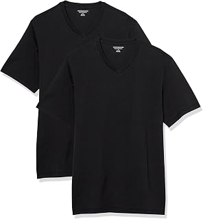 Amazon Essentials T-shirt avec col en v et manches courtes Homme, Lot de 2
