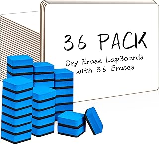 PANDRI 36 Pack Double Sided Dry Erase Boards with 36 Erasers, 12.5 x 9 Inch | Double-Sided Reusable Small White Board, Smooth Writing & Wipe-Clean Design, Portable Study Whiteboard