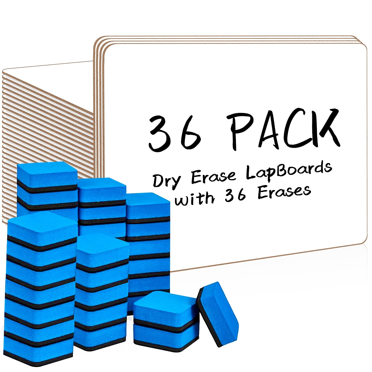 PANDRI 36 Pack Double Sided Dry Erase Boards with 36 Erasers, 12.5 x 9 Inch | Do