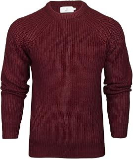 Xact Men's Raglan Sleeve Chunky Knit Crew Neck Sweater