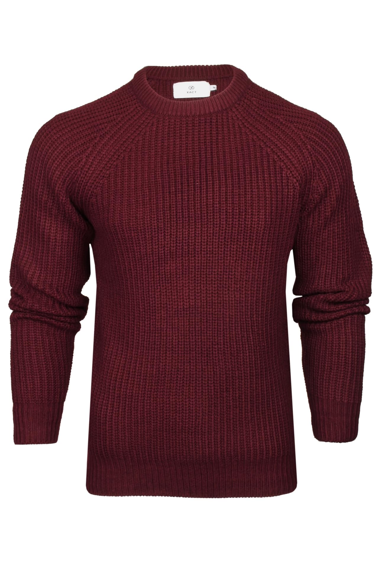 Xact Men's Raglan Sleeve Chunky Knit Crew Neck Sweater