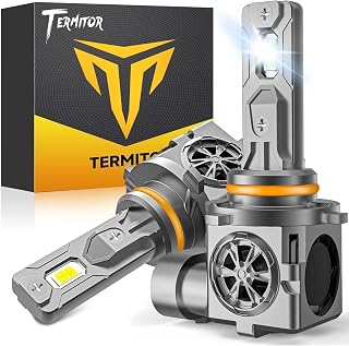 Termitor Latest-Gen 9005/HB3 LED Light Bulbs, 1000% 80000LM High Output, 1:1 Halogen Size, 6500K Cool White, IP68 Waterproof Fog Light with Cooling Fan, Plug and Play, Pack of 2