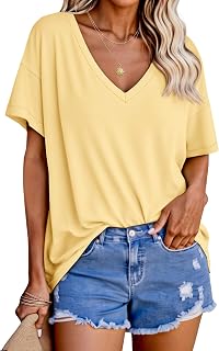 Tankaneo Oversized Short Sleeve T Shirts for Women Loose Fit