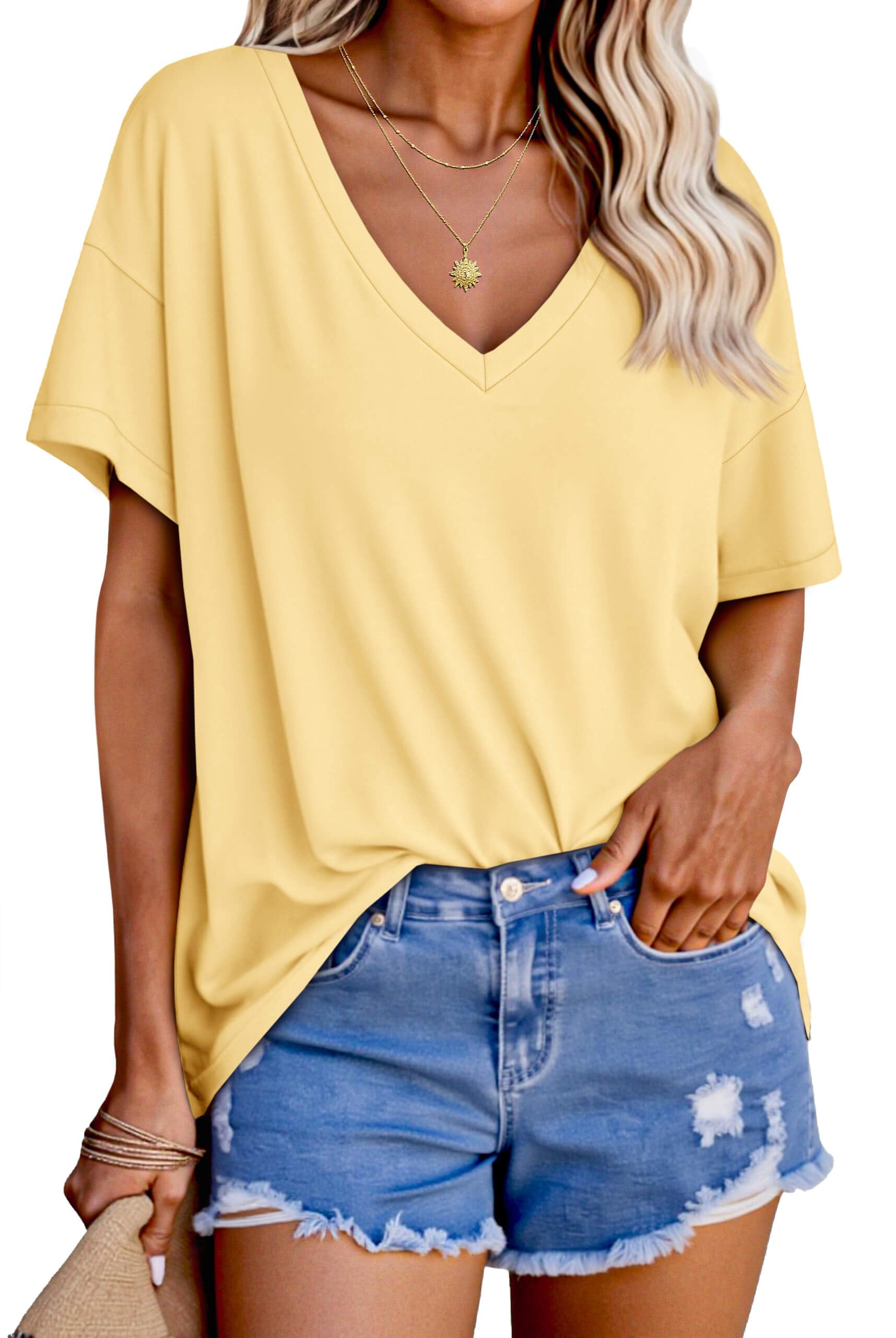 Tankaneo Oversized Short Sleeve T Shirts for Women Loose Fit