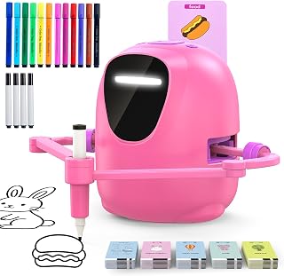 Drawing Robot for Kids Montessori Painting Toys for 3-9 Year Old, Voice Interactive Educational Drawing Machine with 100 Cards,16 Colorful Pens & Music-Gift for Boys Girls (Pink)